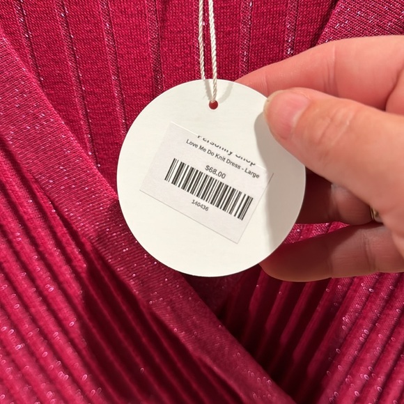 NWT Flying Tomato pink ribbed wrap dress with metallic shimmers Large - Picture 3 of 6